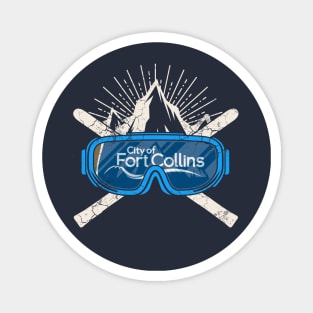 Ski Fort Collins Colorado Flag Skiing Winter Sports Magnet